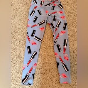 LuLaRoe Blue and Pink Lipstick Leggings